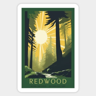 Redwood National Park Vintage Travel Poster Sticker